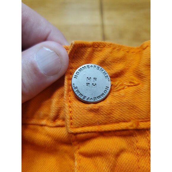 Homme Femme Jeans Size 32 Orange Unisex Couples Modern Stretch Denim Pants - Picture 8 of 13